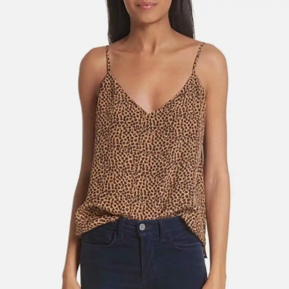 L'AGENCE Leopard Print Camisole 100% Silk Cheetah Tank Top Blouse